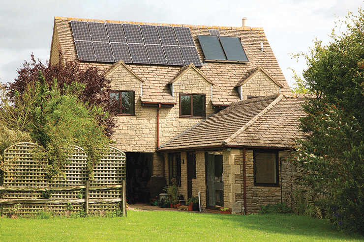 roof-mounted PV and thermal solar panels